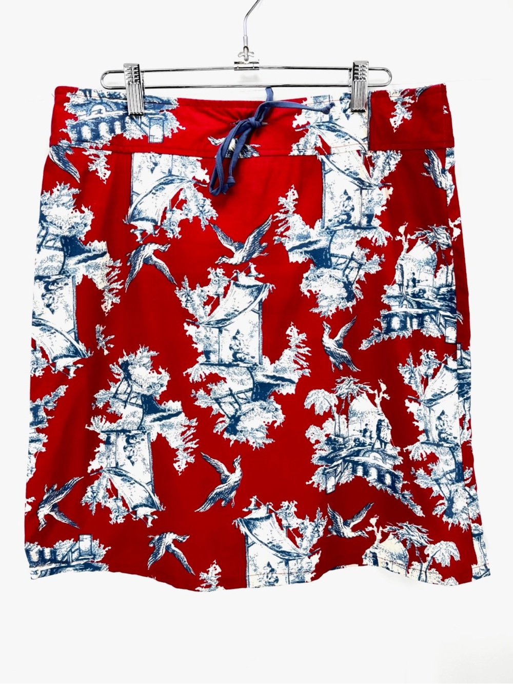 Chinoiserie Toile Red & Blue Pagoda Mini Golf Skirt